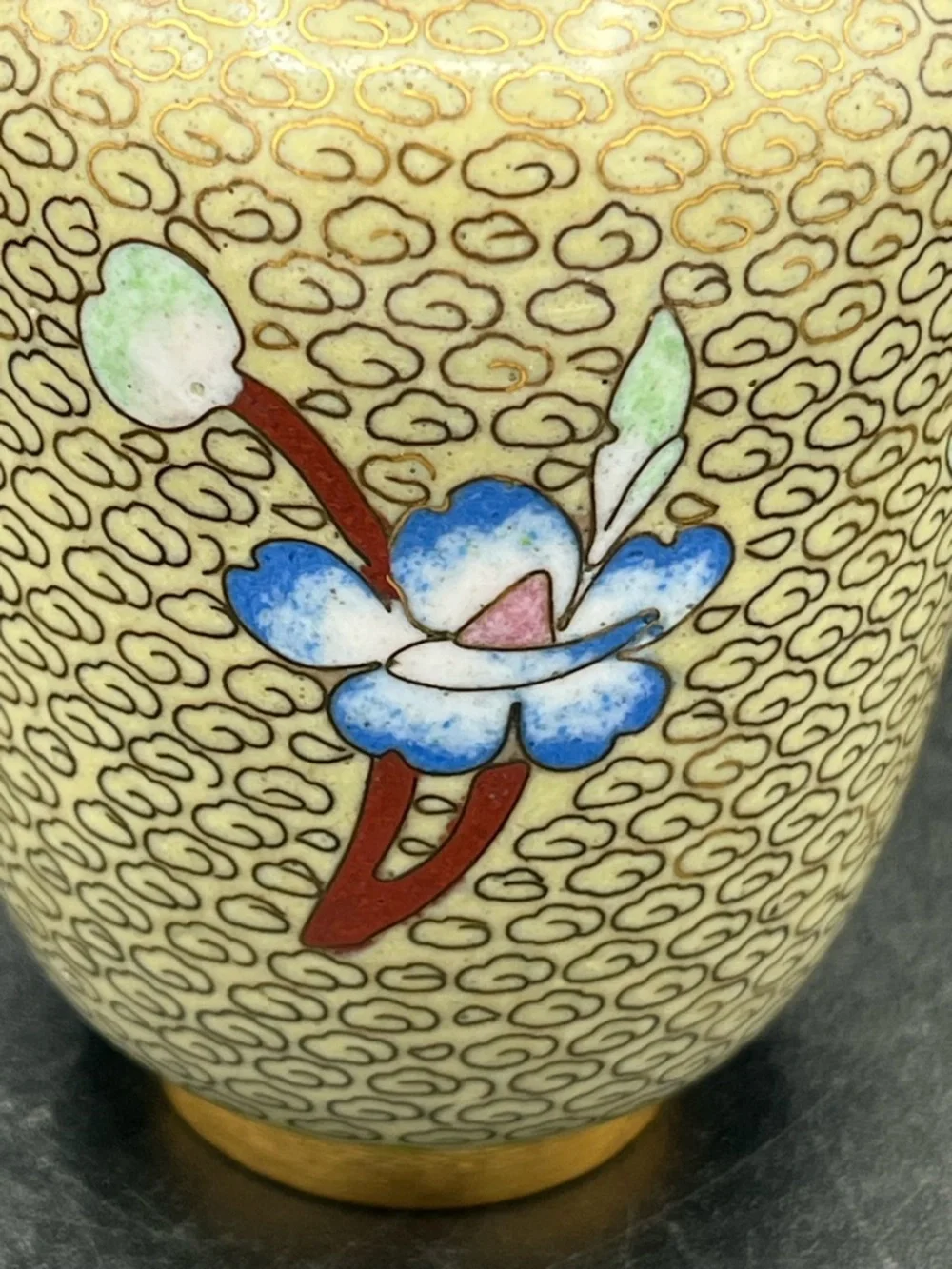 Vintage Asian Oriental Cloisonne Enameled Vase Floral bird, 4” - Picture 12 of 12